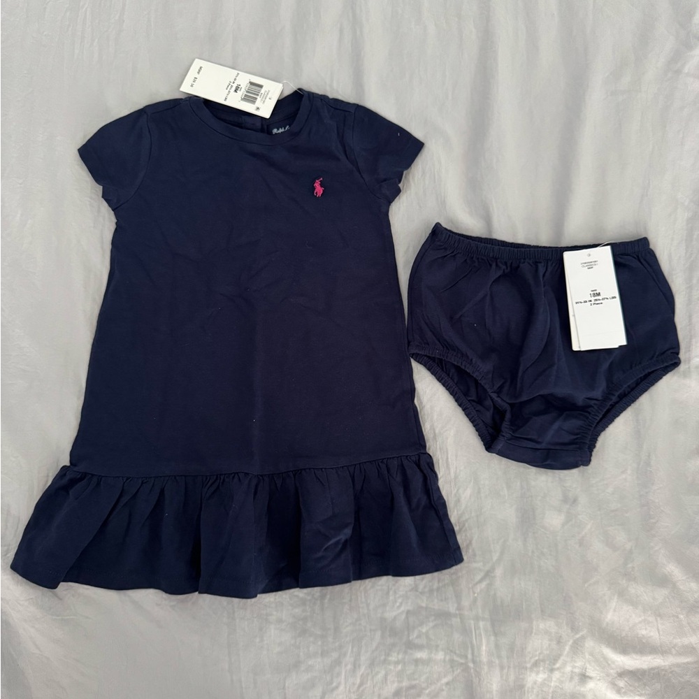 Ralph Lauren Navy Dress Set with Pink Emblem